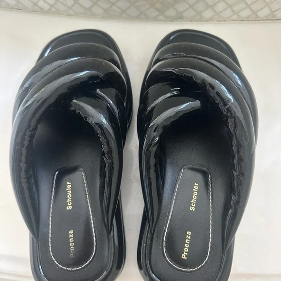 Proenza Schouler Glossy Black Twisted Strap Sandals - Picture 6 of 11